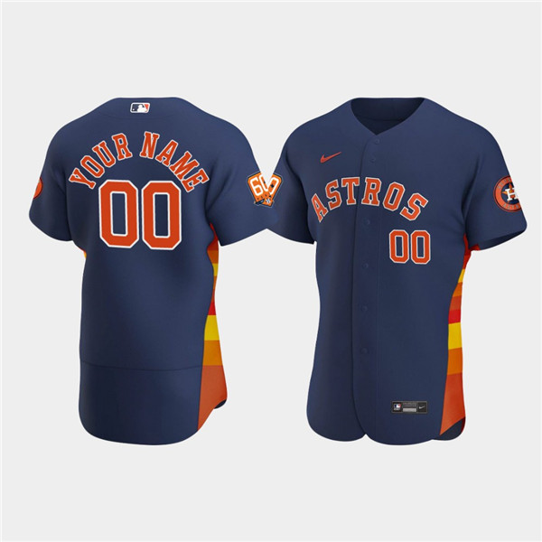 Men's Houston Astros Customized 60th Anniversary Navy Stitched Baseball Jersey